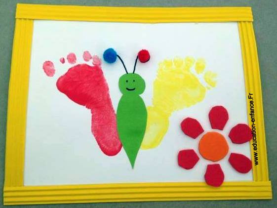 Activite Creative Peinture Papillon Realise Avec Les Empreintes De Pied Des Enfants Education Enfance Fr